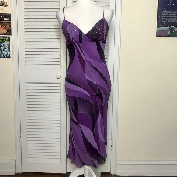 Vintage Xoxo purple rhinestone midi dress - Picture 1 of 4
